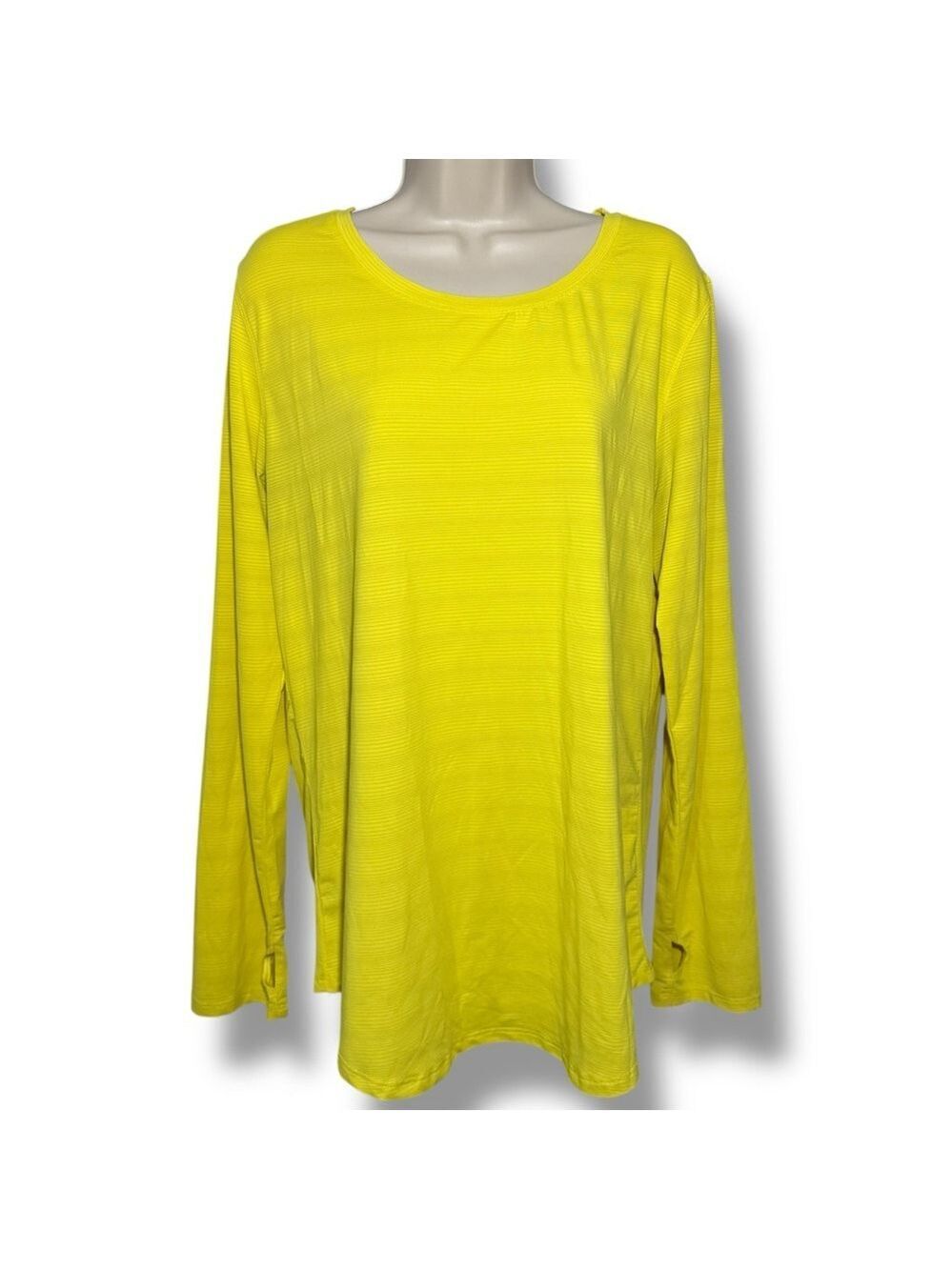 Zyia Women's Yellow Subtle Stripe Long Sleeve Top Size XL